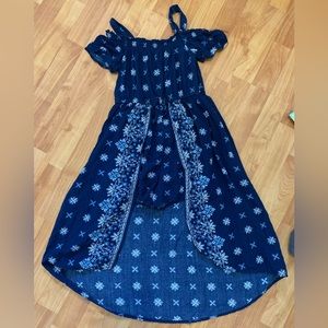 Justice Off the Shoulder, Dark Blue Dress with built in shorts